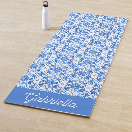 Blue French Toile Pattern Name ヨガマット (インサイチュ)