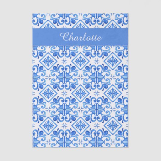 Blue French Toile Pattern name Tissue Paper 薄葉紙 (正面)