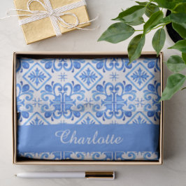 Blue French Toile Pattern name Tissue Paper 薄葉紙