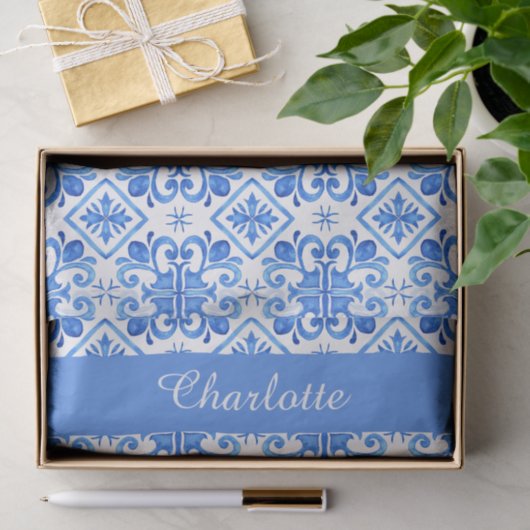 Blue French Toile Pattern name Tissue Paper 薄葉紙 (ギフト)