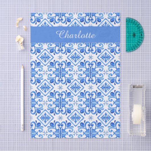 Blue French Toile Pattern name Tissue Paper 薄葉紙 (クラフト)