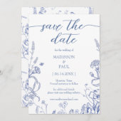 Blue French Victorian Vintage  セーブザデート (正面/裏面)