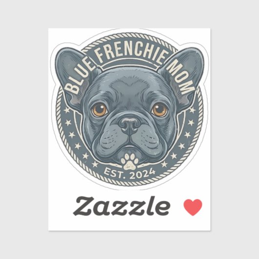 Blue Frenchie Mom Vintage French Bulldog Design シール (シート)