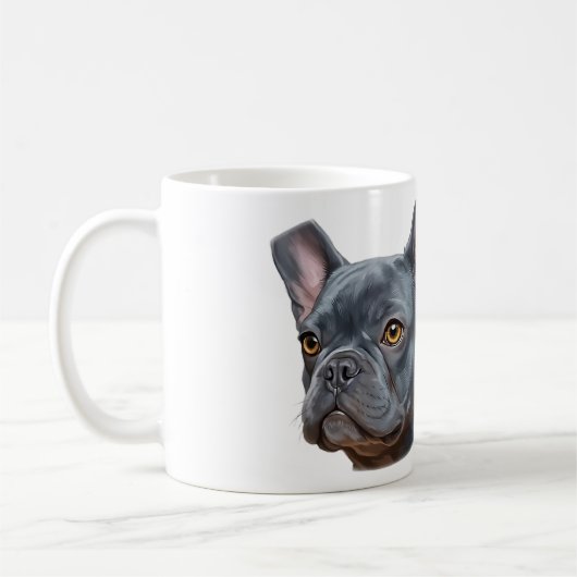  Blue Frenchie Portrait Painterly Sticker コーヒーマグカップ (左)