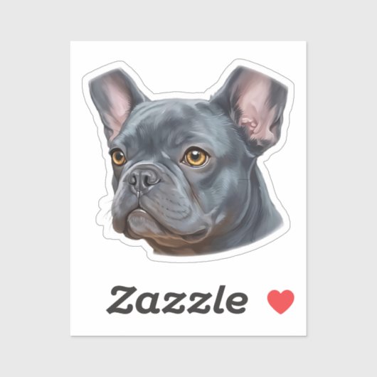  Blue Frenchie Portrait Painterly Sticker シール (シート)