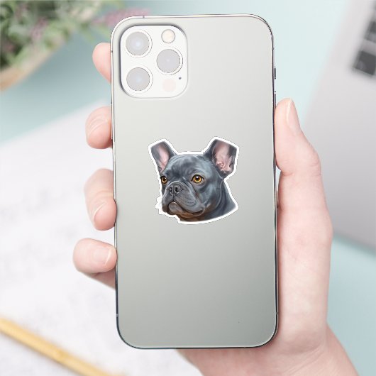  Blue Frenchie Portrait Painterly Sticker シール (スマートフォン)