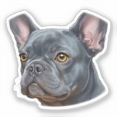  Blue Frenchie Portrait Painterly Sticker シール (正面)