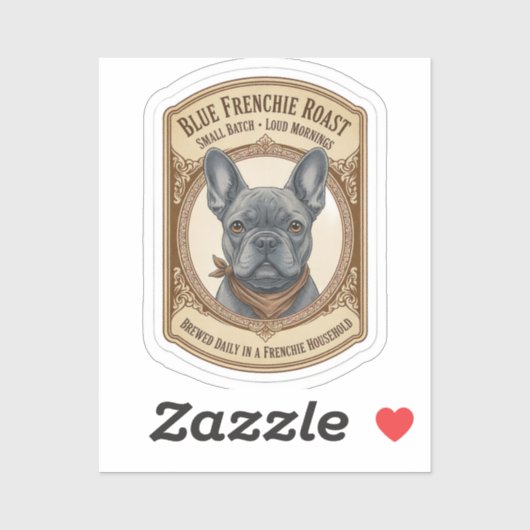 Blue Frenchie Roast Vintage French Bulldog Coffee  シール (シート)