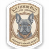 Blue Frenchie Roast Vintage French Bulldog Coffee  シール (正面)