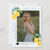 Blue Freshly Lemon Citrus Graduation Announcement 招待状 (正面)