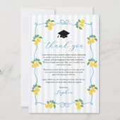 Blue Freshly Lemon Citrus Graduation Party サンキューカード (正面)