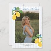 Blue Freshly Lemon Citrus Graduation Party サンキューカード (裏面)