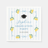Blue Freshly Lemon Citrus Graduation Party スタンダードカクテルナプキン (正面)