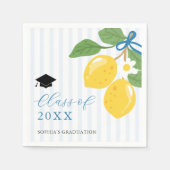 Blue Freshly Lemon Citrus Graduation Party スタンダードカクテルナプキン (正面)