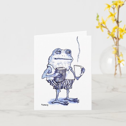 Blue Frog Get Well Card カード (黄色い花)
