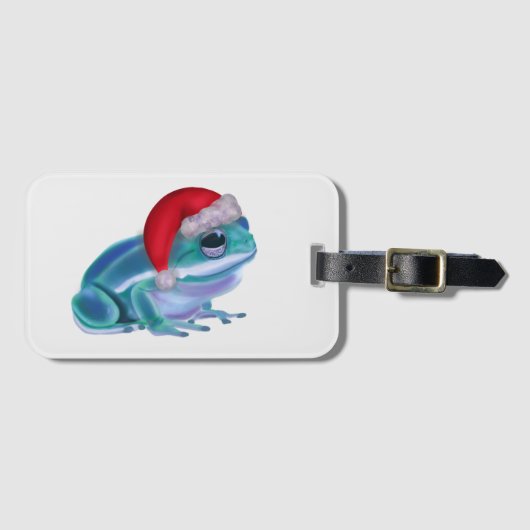 Blue frog with Santa hat. ラゲッジタグ (正面横)