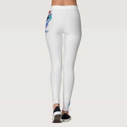 Blue frog with Santa hat. レギンス (裏面)