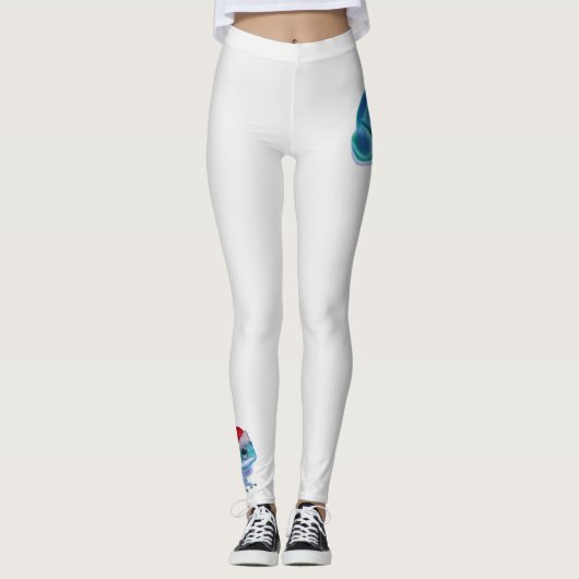 Blue frog with Santa hat. レギンス (正面)