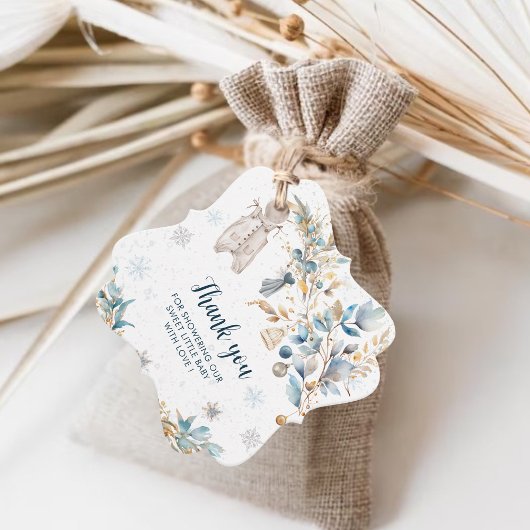 Blue Frosty Little Snowflake Clothesline Thank You フェイバータグ