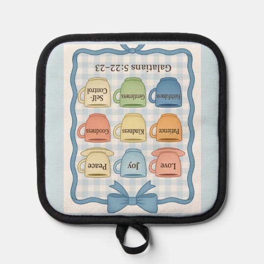 Blue Fruit of the Spirit Pot Holders 鍋敷き (正面)