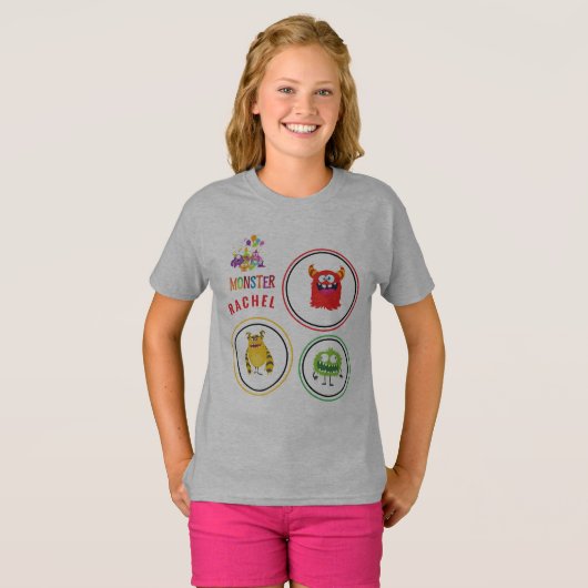 Blue FUN Monster KIDS Child Name Tシャツ (正面フル)