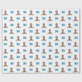 Blue Funny Face Gift Wrapping Paper for Men  ラッピングペーパー (フラット)