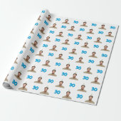 Blue Funny Face Gift Wrapping Paper for Men  ラッピングペーパー (アンロールド)