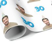 Blue Funny Face Gift Wrapping Paper for Men  ラッピングペーパー (ロールコーナー)