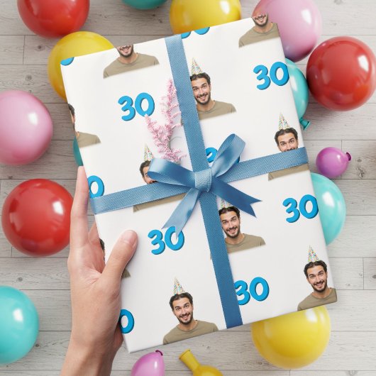 Blue Funny Face Gift Wrapping Paper for Men  ラッピングペーパー