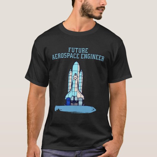 Blue Future Aerospace Engineer For Kids Space Shut Tシャツ (正面)