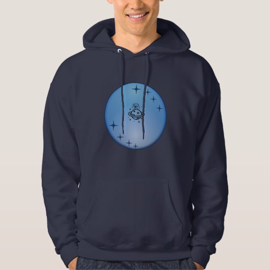 Blue Galaxy Astronaut Hoodie – Modern Space Graphi パーカ (正面)