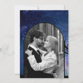 Blue Galaxy Romantic Couple Photo Wedding セーブザデート (裏面)