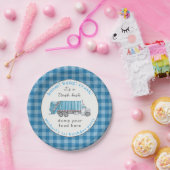 Blue Garbage Trash Truck Birthday Custom Funny ペーパープレート (パーティー)
