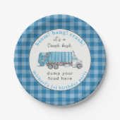 Blue Garbage Trash Truck Birthday Custom Funny ペーパープレート (正面)