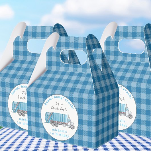 Blue Garbage Trash Truck Birthday Personalized フェイバーボックス