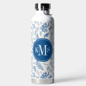 Blue Garden Butterfly & Floral Garden Pattern ウォーターボトル (左面)