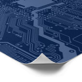 Blue Geek Motherboard Circuit Pattern ポスター (角)