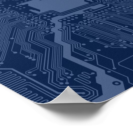 Blue Geek Motherboard Circuit Pattern ポスター (角)