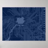 Blue Geek Motherboard Circuit Pattern ポスター (正面)
