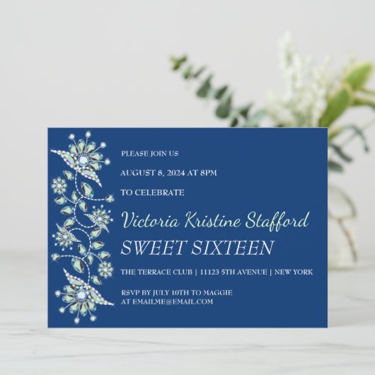 Blue Gemsフローラパーティの招待状 招待状 (スタンド正面)