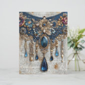 Blue Gems Embroidery Junk Journal Scrapbook Paper (スタンド正面)