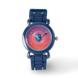 Blue Gemstone Sunset – Spiritual Nature Art Watch 腕時計