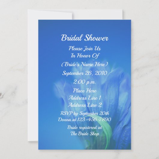 Blue Gentian Flower Bridal Shower  招待状 (正面)