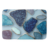 Blue Geode Agate Glitter Gold Edges Celestial Gems バスマット (正面)