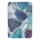 Blue Geode Agate Glitter Gold Edges Celestial Gems バスマット (正面縦)
