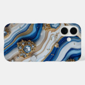 Blue Geode Gemstone with Gold Crystals – Luxury Case-Mate iPhoneケース (裏面 (横))