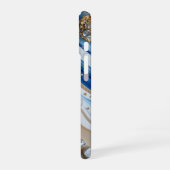 Blue Geode Gemstone with Gold Crystals – Luxury iPhone 16ケース (左側面)