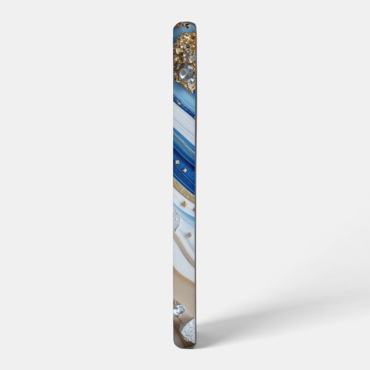 Blue Geode Gemstone with Gold Crystals – Luxury Samsung Galaxyケース (左側面)