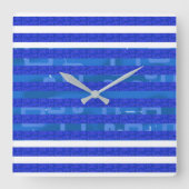 Blue Geometric スクエア壁時計 (正面)