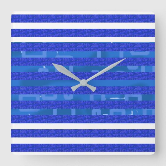 Blue Geometric スクエア壁時計 (正面)